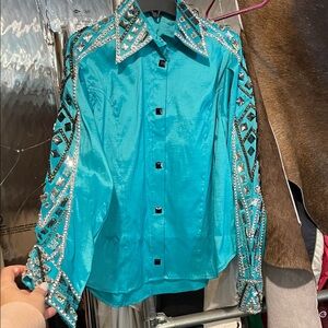 NEW Western Turquoise Show Shirt size Large